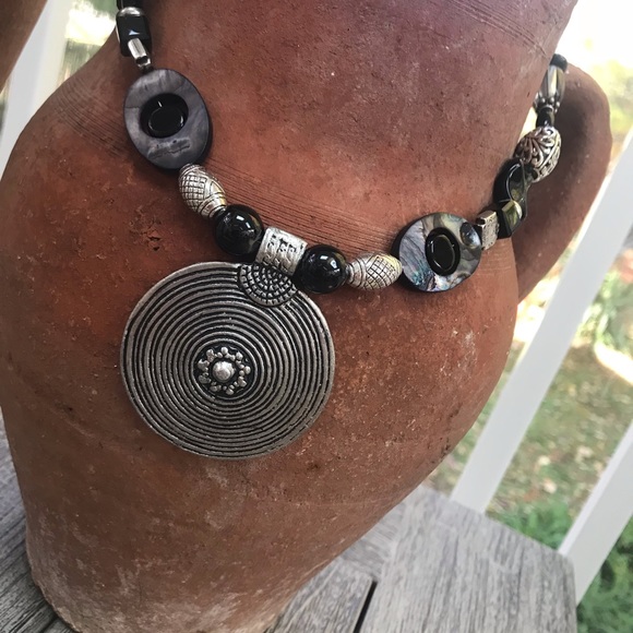 Tribal Medallion Pendant ~ Beaded Necklace - Picture 8 of 8